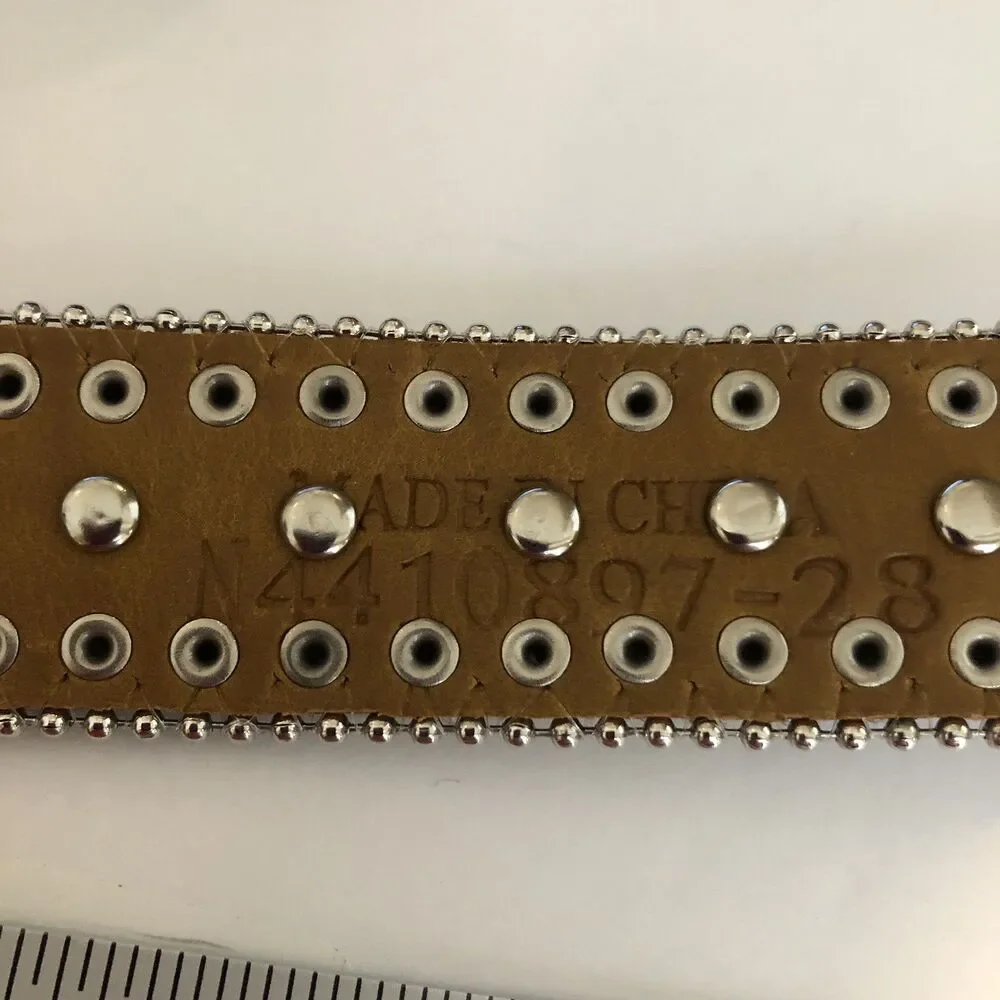 Nocona N4410897-28 Girls Brown Multicolor Silver Leather Rhinestone Studded Belt